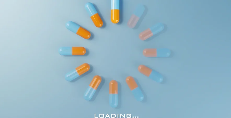 Pills arranged like a circular loading symbol